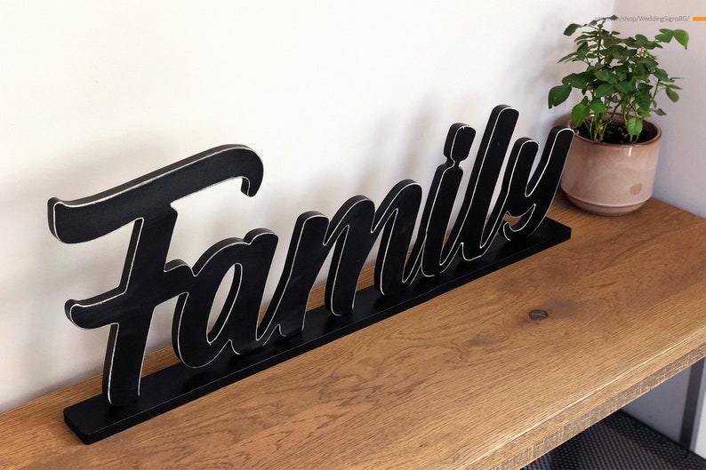 Family Display Sign Standing Family Sign, Mantel Decor Sign, Family Decor, Wood Sign With a ...