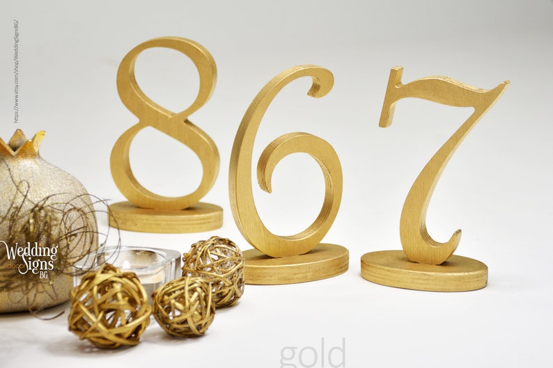 Table Numbers, Gold Table Numbers, Wedding Decorations, Wedding Décor, Rustic Wedding Décor, Gold Table Number, Silver Table Number image 2