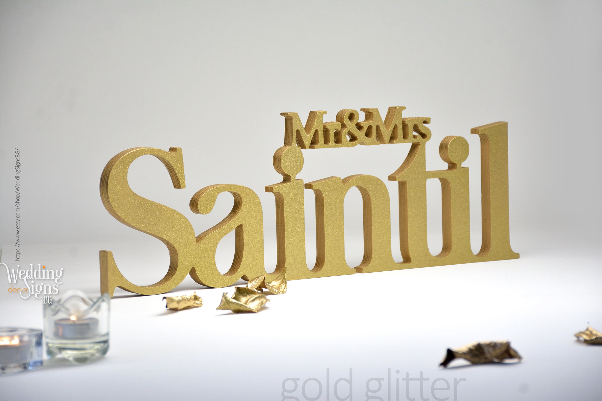Mr & Mrs Name wood sign elegant rustic wedding decor | Etsy