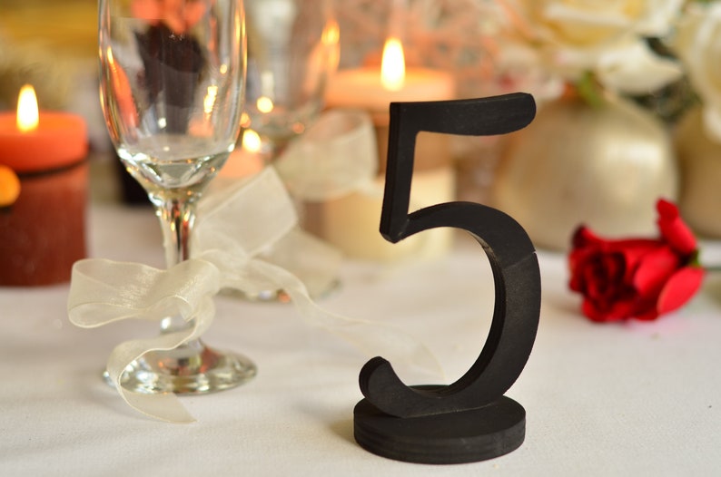 Freestanding Wedding Numbers Wood Numbers Wooden Table Numbers Rustic Wood Numbers Set up to 50 Gold Numbers Set image 6