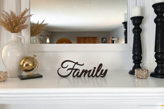 Family Wood Sign, Mantel Decor, Wooden Sign Family, Family Shelf Sign, Home letters, Rustic Decor, Tabletop Decor, Housewarming Gifts