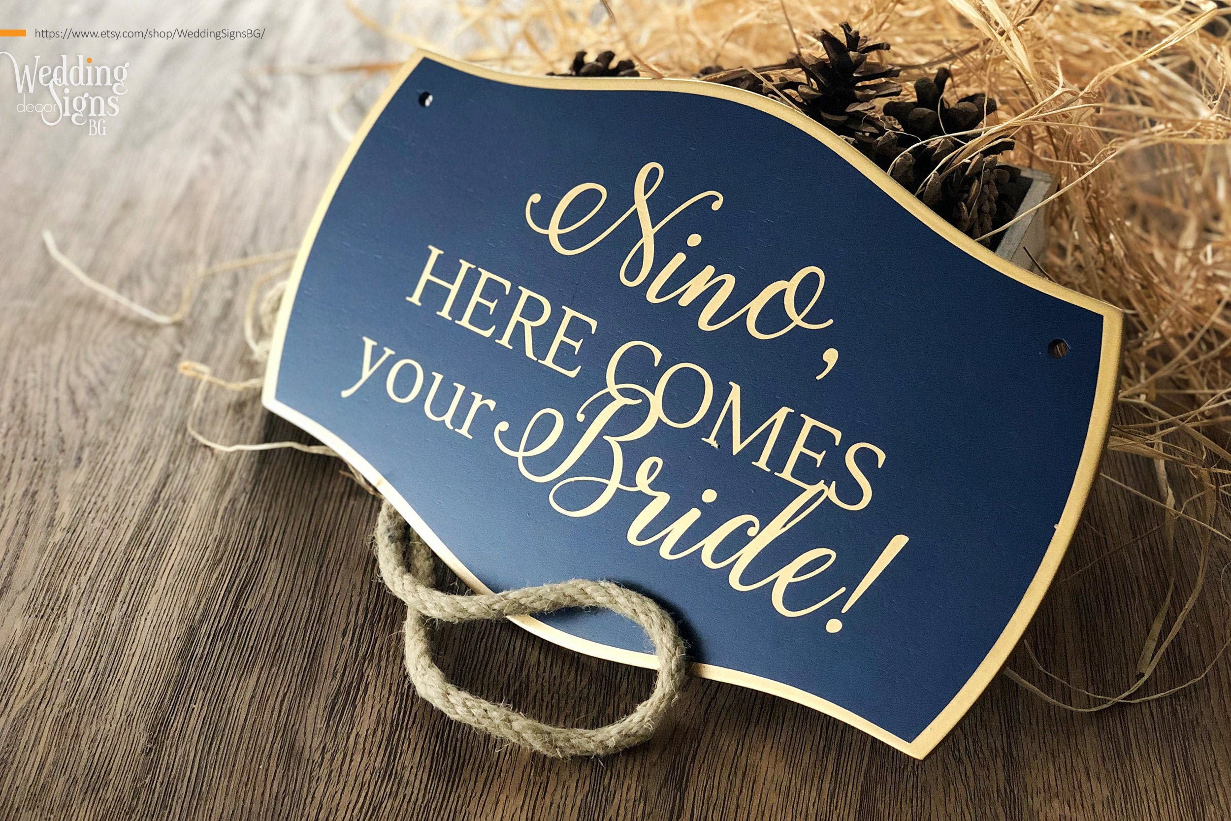 CUSTOM Sign Wedding Ring Bearer Sign Here Comes the Bride Etsy