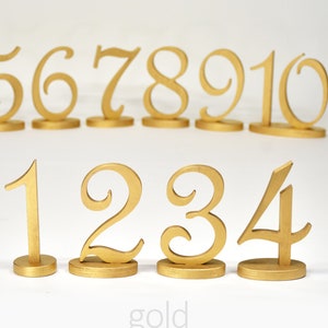 Freestanding Wedding Numbers Wood Numbers Wooden Table Numbers Rustic Wood Numbers Set up to 50 Gold Numbers Set image 8