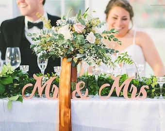 Wooden Mr and Mrs Sign, Freestanding Wedding Table Decor