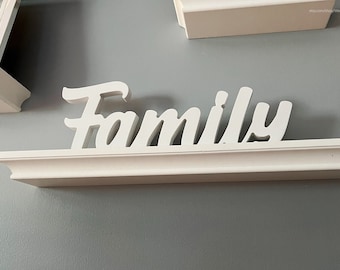 Vrijstaand houten familiebord, manteldecor, geverfde of glitterafwerking