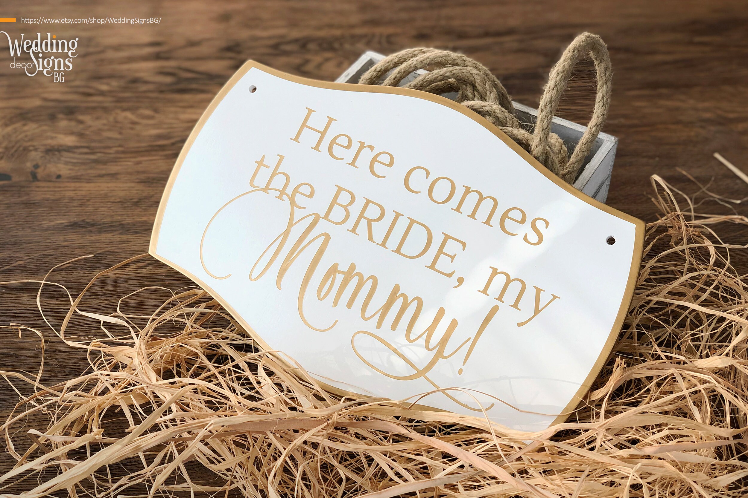 CUSTOM Sign Wedding Ring Bearer Sign Here Comes the Bride Etsy