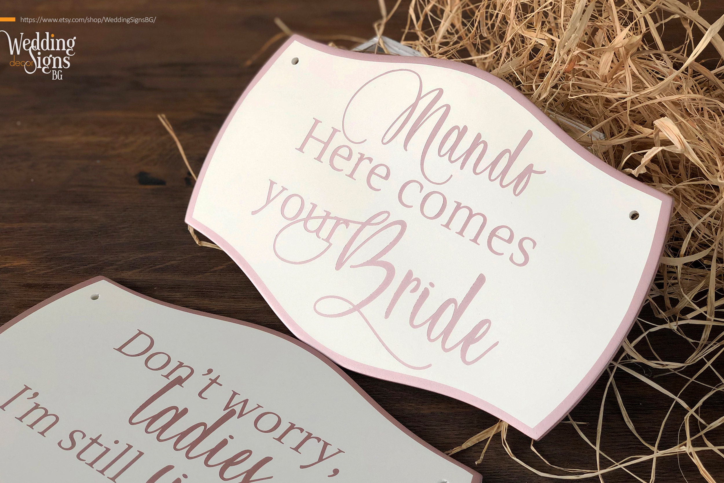 CUSTOM Sign Wedding Ring Bearer Sign Here Comes the Bride Etsy