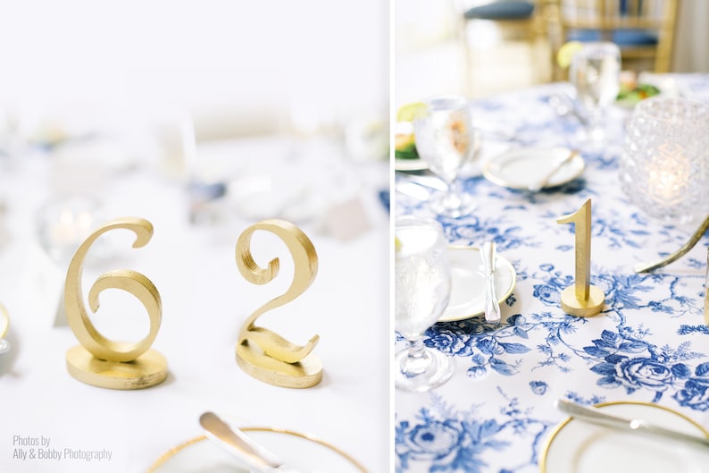 Table Numbers, Gold Table Numbers, Wedding Decorations, Wedding Décor, Rustic Wedding Décor, Gold Table Number, Silver Table Number image 1