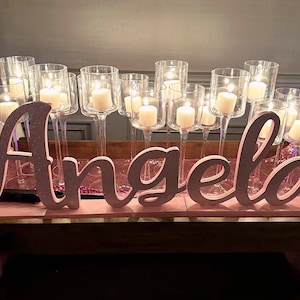 Custom Name Sign, Sweet 16 Name for candle table, Custom Name Centerpiece, Custom Height 5&quot; to 12&quot; tall, Freestanding Table Sign 12-18 mm
