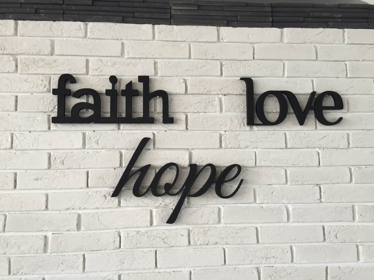 Wood signs Faith Hope Love. Home decor signs a set of | Etsy