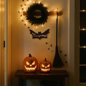 Halloween Sign Decor | Custom Text Sign | Wood Bat Sign | Custom Halloween Decor | Trick or Treaters Welcome Sign image 7