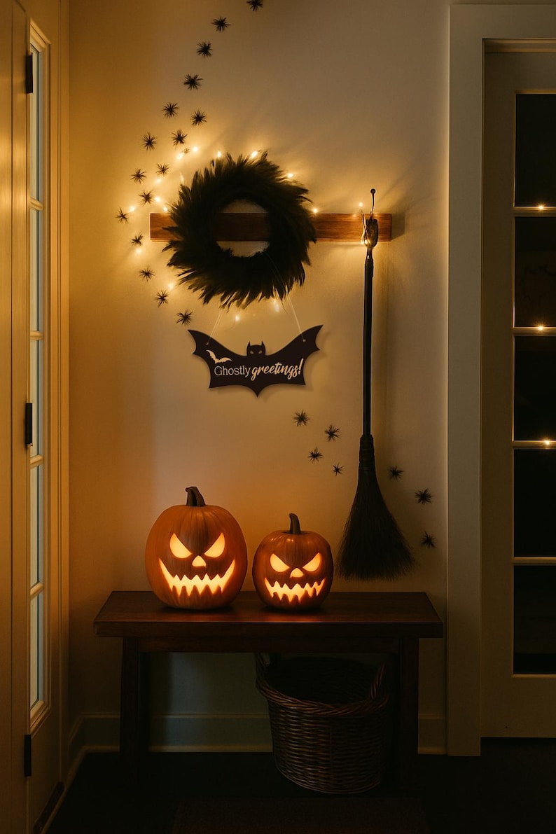 Halloween Sign Decor | Custom Text Sign | Wood Bat Sign | Custom Halloween Decor | Trick or Treaters Welcome Sign image 7