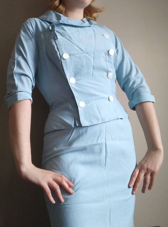 Rare! 40's Klever Klad Vintage Baby Blue Cotton Pi
