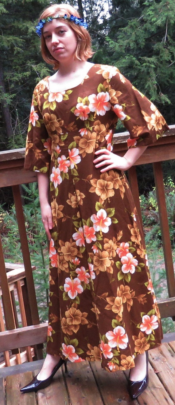 60's Hawaiian Maxi Dress, Cotton Ui-Maikai Hawaiia