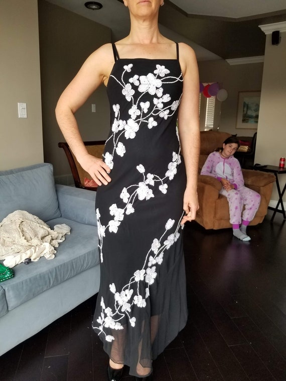 90s Polka Dot Party DressBlack /& WhiteLayeredSpaghetti Straps10