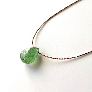 Green Strawberry Quartz necklace, Minimalist necklace, Silk Thread necklace, Necklace, Choker, Gemstone, Layering, Dainty