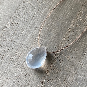 Ice Quartz necklace, Minimalist necklace, Silk Thread necklace, Necklace, Choker, Gemstone, Layering, Dainty