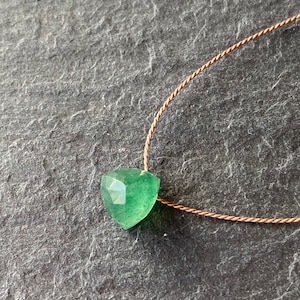 Green Strawberry Quartz necklace, Minimalist necklace, Silk Thread necklace, Necklace, Choker, Gemstone, Layering, Dainty