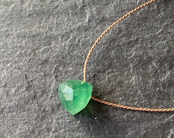 Green Strawberry Quartz necklace, Minimalist necklace, Silk Thread necklace, Necklace, Choker, Gemstone, Layering, Dainty
