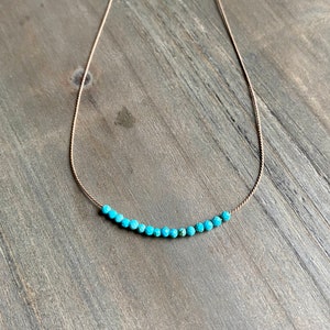 Turquoise necklace, Minimalist necklace, Silk Thread necklace, Necklace, Choker, Gemstone, Layering, Dainty