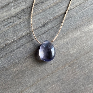 Iolite necklace, Minimalist necklace, Silk Thread necklace, Necklace, Choker, Gemstone, Layering, Dainty