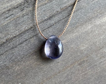 Iolite necklace, Minimalist necklace, Silk Thread necklace, Necklace, Choker, Gemstone, Layering, Dainty