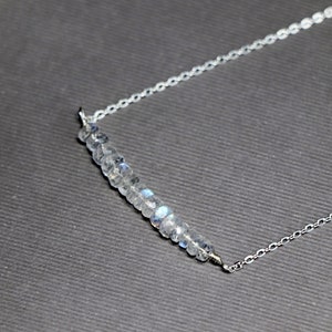 Rainbow Moonstone, Moonstone necklace. Minimalist necklace, Sterling Silver necklace, Necklace, Choker, Gemstone, Layering, Dainty