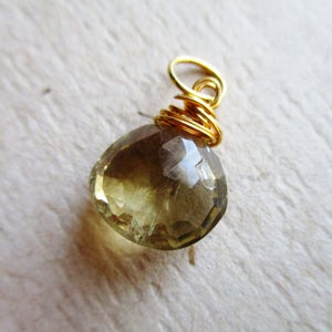 Lemon Quartz Pendant, Lemon Quartz Briolette, 14k gold filled, Gold Wire Pendant, Lemon Quartz Charm, Birthstone Charm