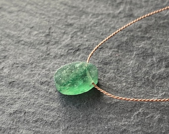 Green Strawberry Quartz necklace, Minimalist necklace, Silk Thread necklace, Necklace, Choker, Gemstone, Layering, Dainty