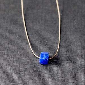 Lapis necklace, Minimalist necklace, Silk Thread necklace, Necklace, Choker, Gemstone, Layering, Dainty