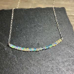 Ethiopian Opal necklace. Minimalist necklace, Silk Thread necklace, Necklace, Choker, Gemstone, Layering, Dainty