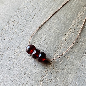 Mozambique Garnet necklace. Minimalist necklace, Silk Thread necklace, Necklace, Choker, Gemstone, Layering, Dainty