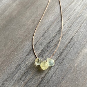 Prehnite necklace, Minimalist necklace, Silk Thread necklace, Necklace, Choker, Gemstone, Layering, Dainty