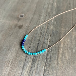 Turquoise, Lapis necklace. Minimalist necklace, Silk Thread necklace, Necklace, Choker, Gemstone, Layering, Dainty