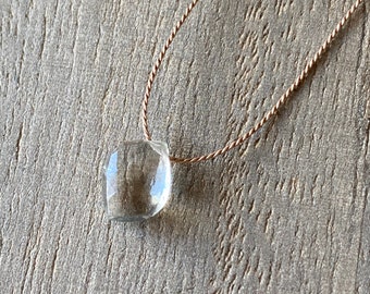 Green Amethyst necklace, Minimalist necklace, Silk Thread necklace, Necklace, Choker, Gemstone, Layering, Dainty