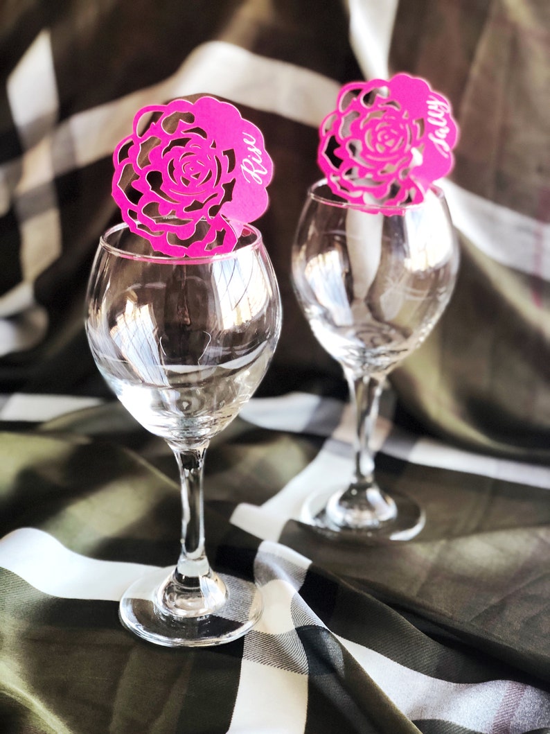 Rose laser cut place cards Handwritten Calligraphy Modern calligraphy Wedding PartyBrunch Unique Elegant wedding Custom made