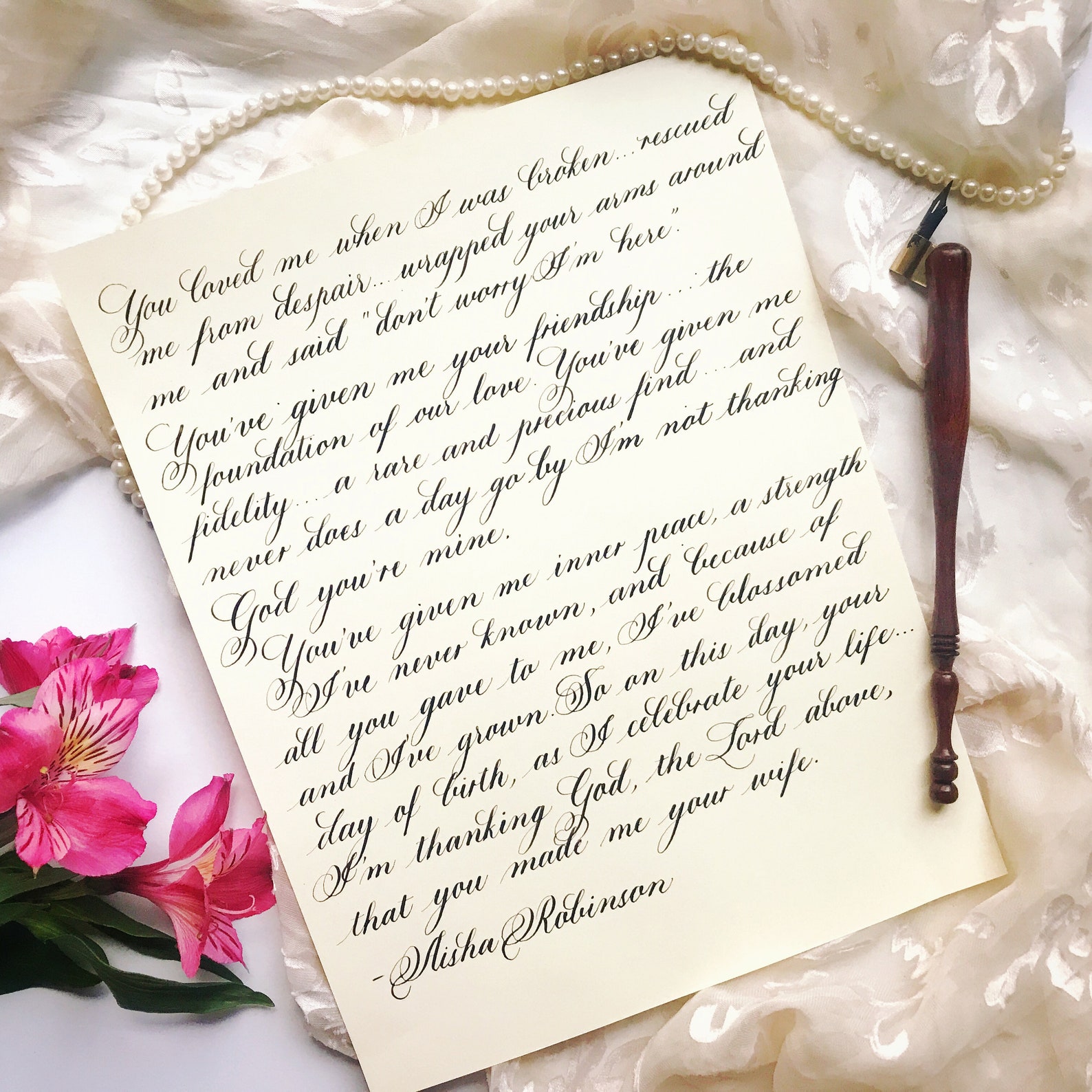 handwritten-love-letter-custom-quote-calligraphy-old-school-etsy