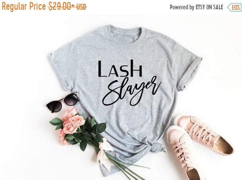 ON SALE Lash Slayer Shir Lash Extension Lashes Esthetician Hairstylist Gift Beauty Graphic Tees for Women Funny Shirt Trendi