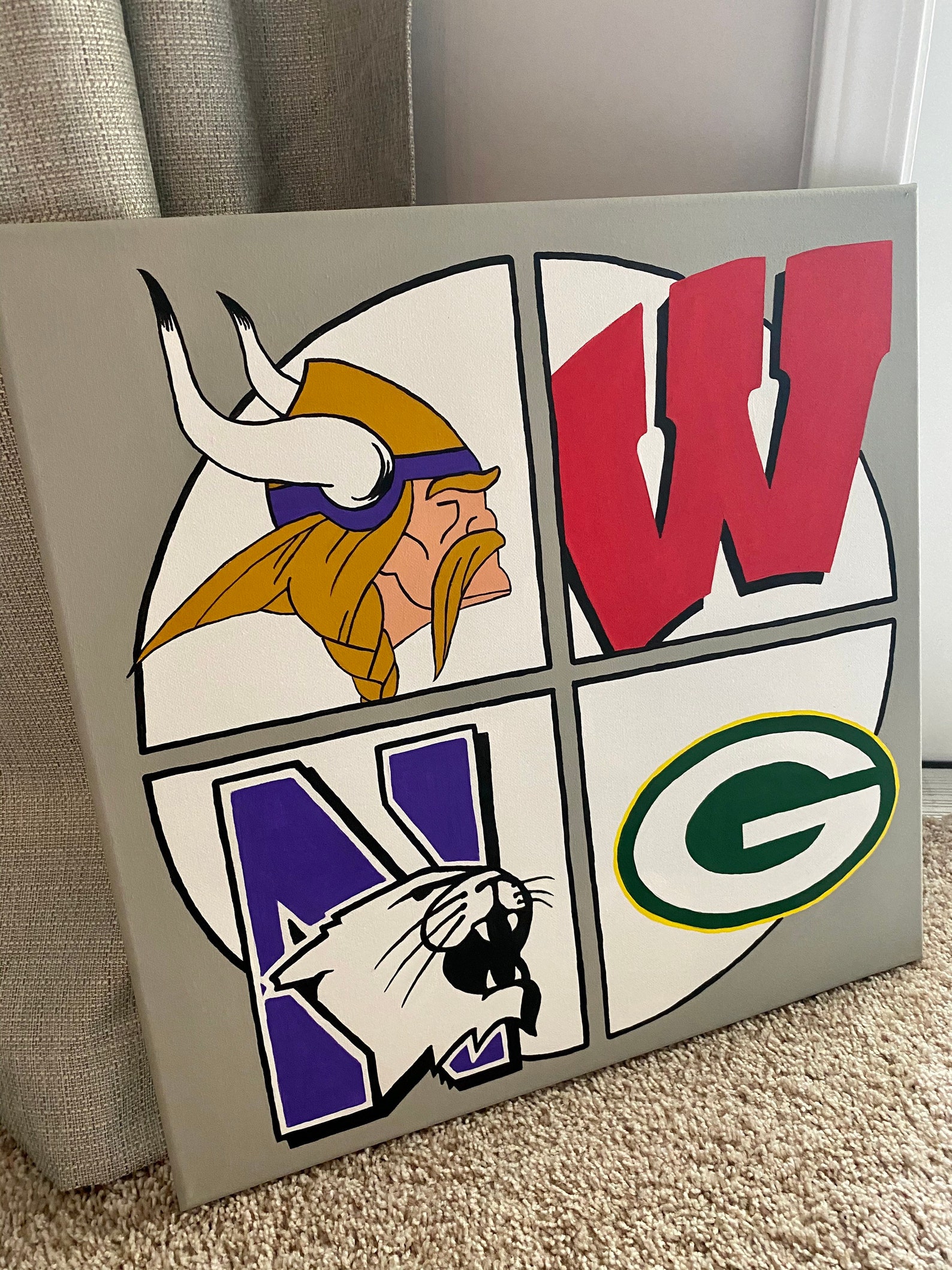 Custom Sports Team Logo Wall Art Canvas Etsy