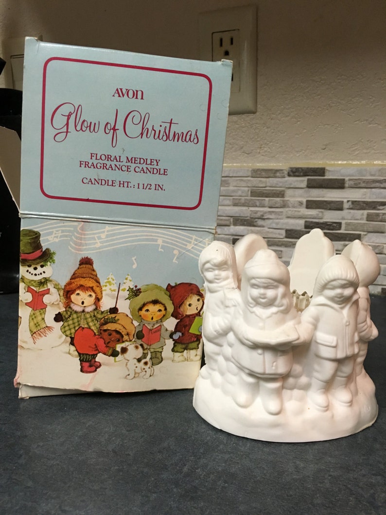 Vintage Avon Glow of Christmas Candle Holder Carolers NIB Etsy