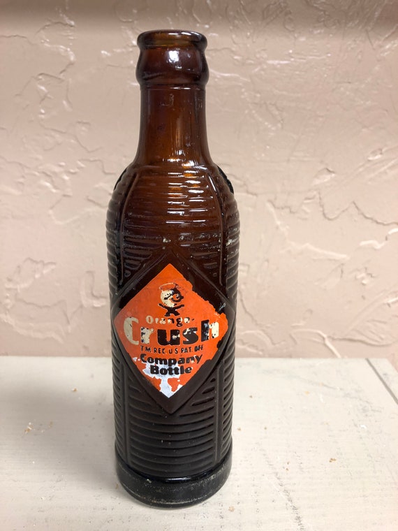 Vintage 1950s Amber Orange Crush Soda Bottle Etsy