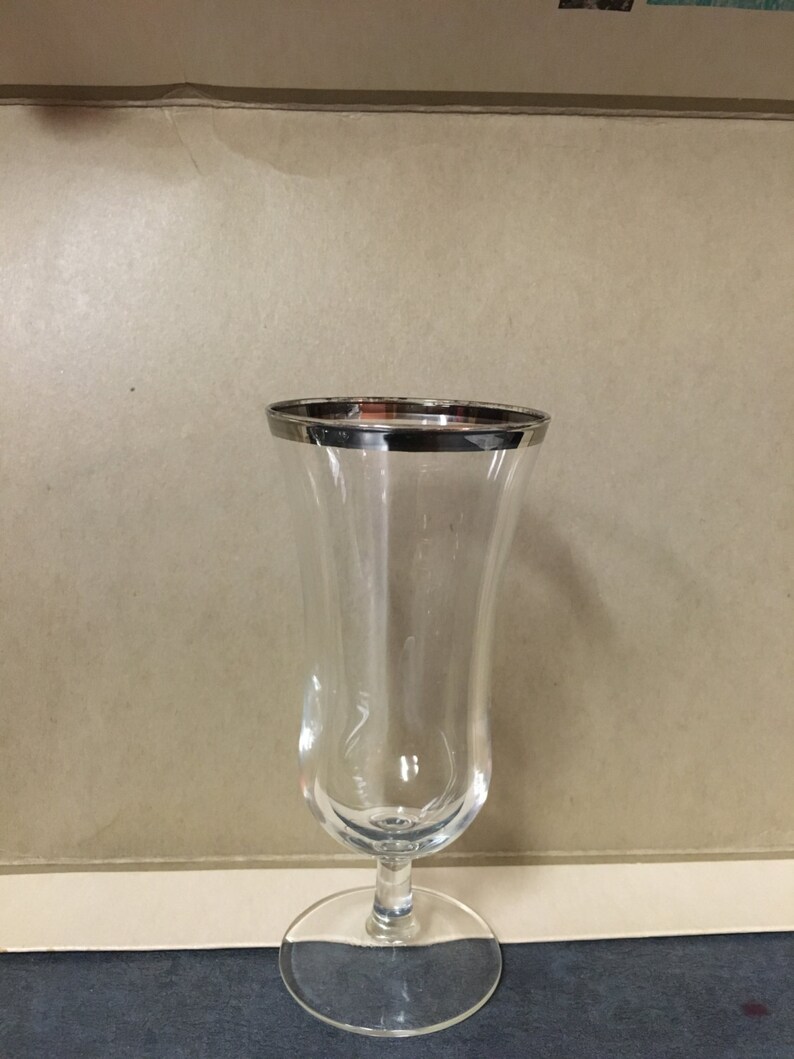 Silver Rimmed Cordial Glass Set of 8 Mid Century Barware Etsy