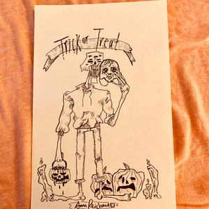 Trick Or Treat | Halloween Inktober Original Illustration