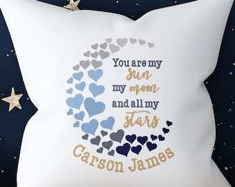Moon and hearts, You are my sun moon and all my stars, 2 sizes, embroidery design, Formats dst exp hus jef pes vp3 xxx, instant download