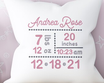 Candlewick subway birth announcement template, machine embroidery design, 2 sizes, Formats dst exp hus jef pes vp3 xxx, instant download