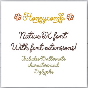 Honeycomb Embroidery font, Native BX ONLY, Includes all extended characters and glyphs, Fully scalable, object based