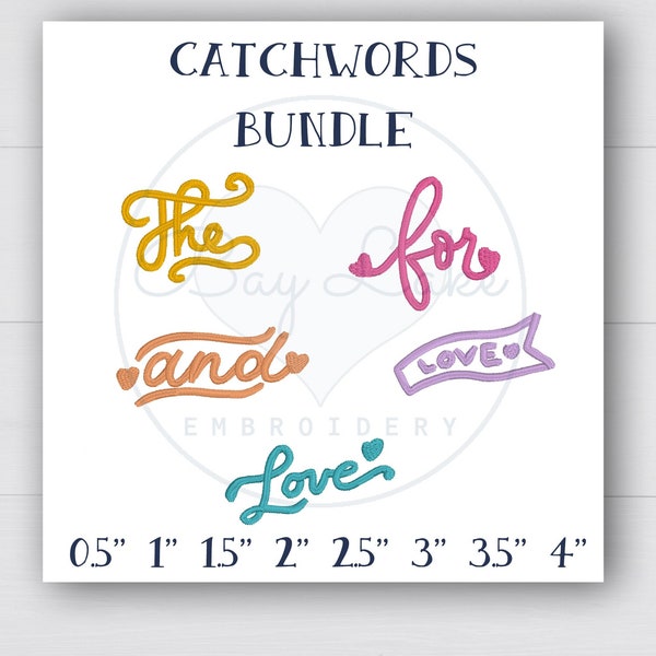 Catchwords bundle, machine embroidery designs, decorative elements, instant download