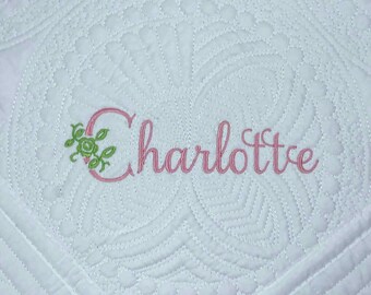 Baby girl blanket Personalized baby blanket Custom quilt Name baby blanket Baby gift Baby name blanket Rose font Personalized baby blankets