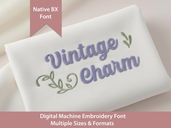 Retro Embroidery Font: 70s Vintage Charm, Native  BX Stitch Files (Digital Download) Native BX