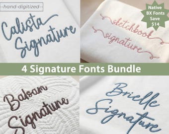Schriftarten-Bundle | 4 Signature Script Native BOX Stickschriftarten plus Stichformate
